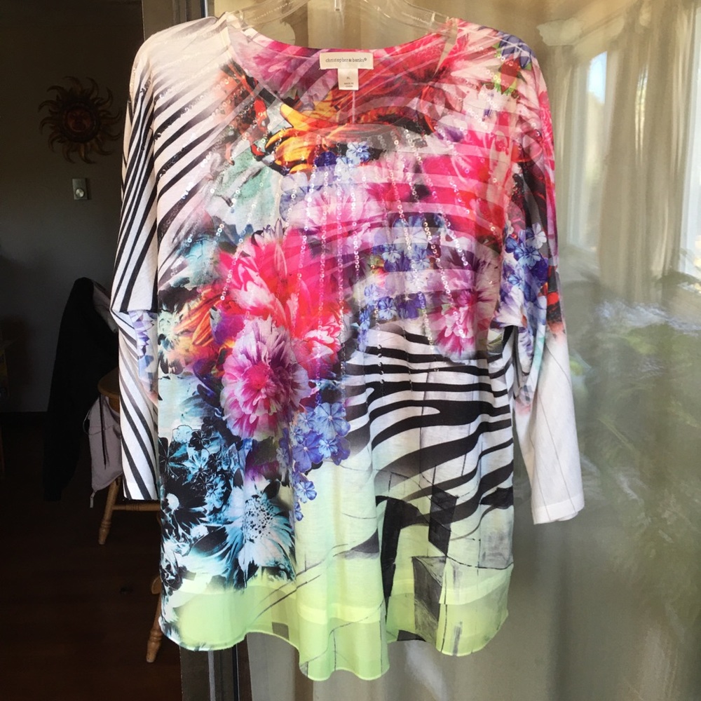🌷Christopher & Banks Mixed Print Colorful Blouse